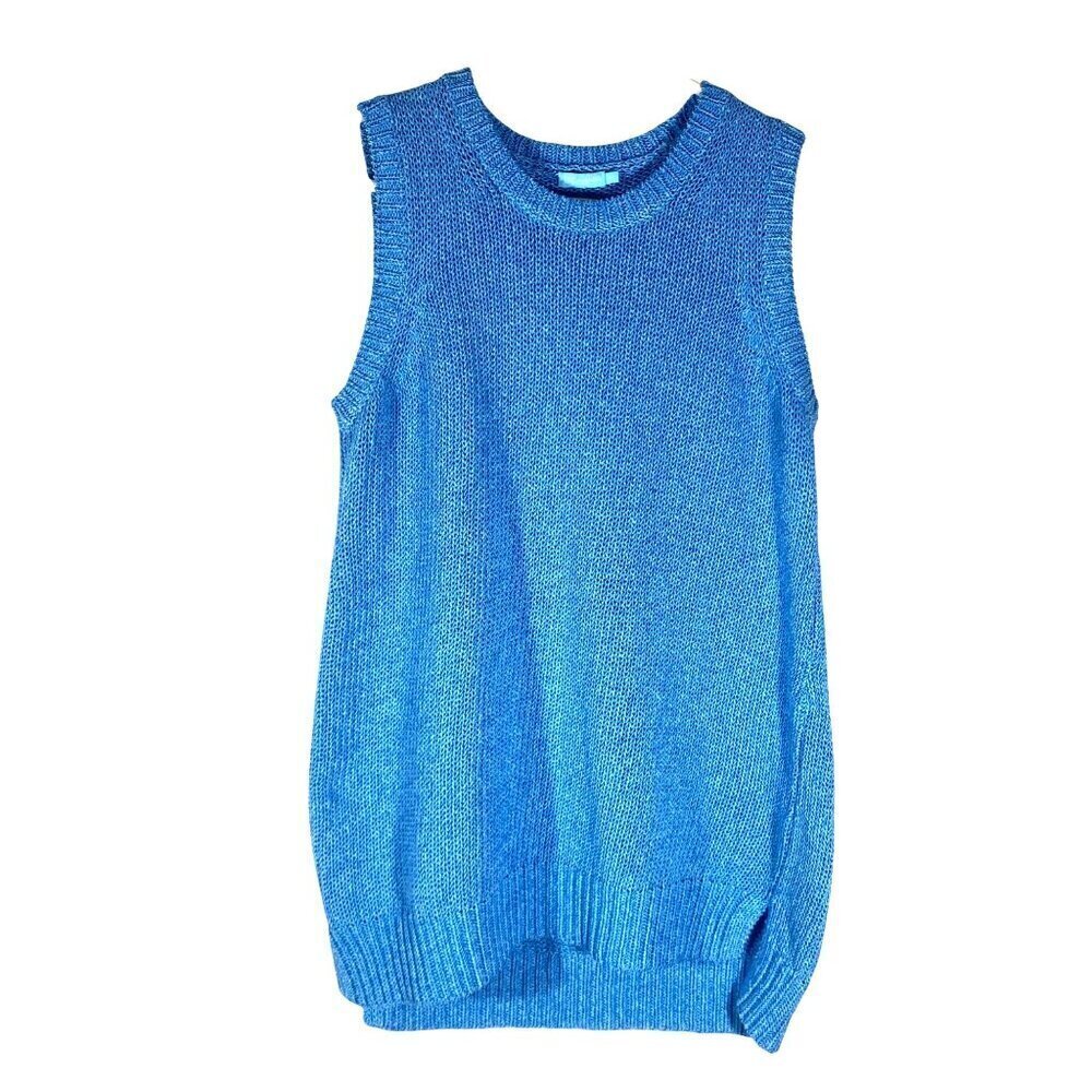 J.McLaughlin Blue Sleeveless Knit Sweater Tank Top XS Polyester Blend Womens